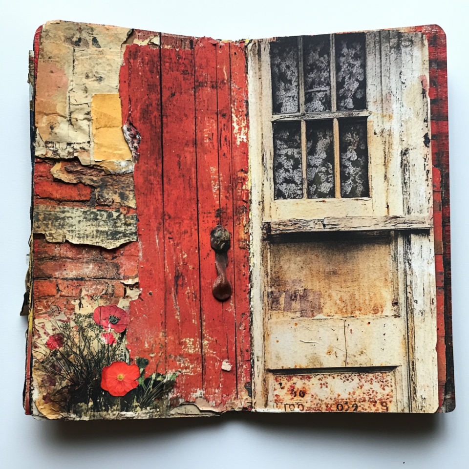 dutch door junk journal page - rendered by AI